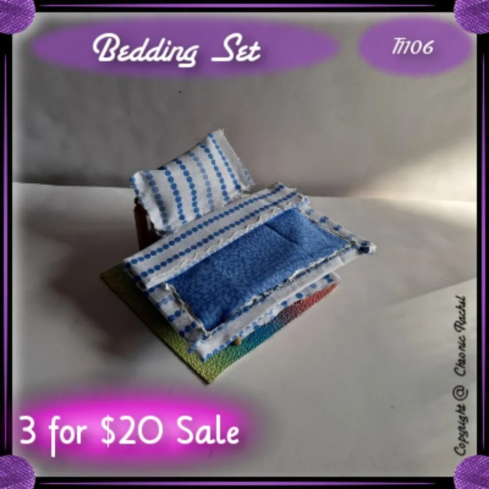 4-Pack Blue Bedding & Faux Rainbow Leather Flooring